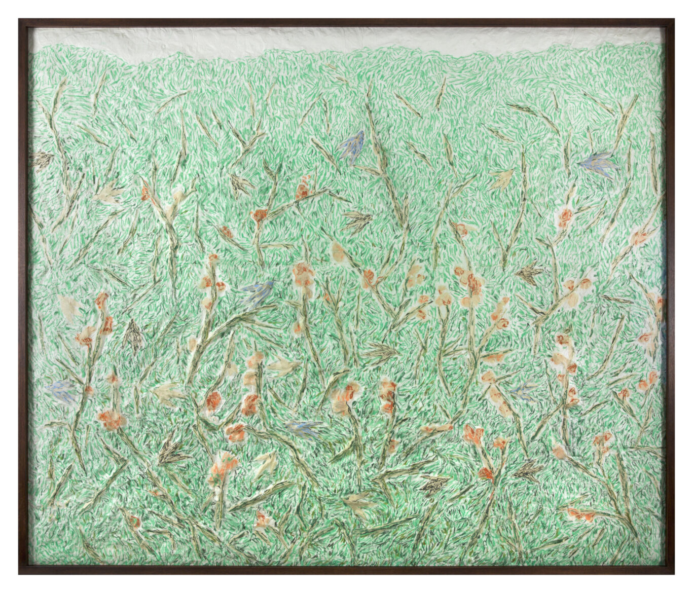 Valérie Novello, Les Oiseaux, Papier Japonais, papier du Népal, pastel, H170 x L 200cm, 2024