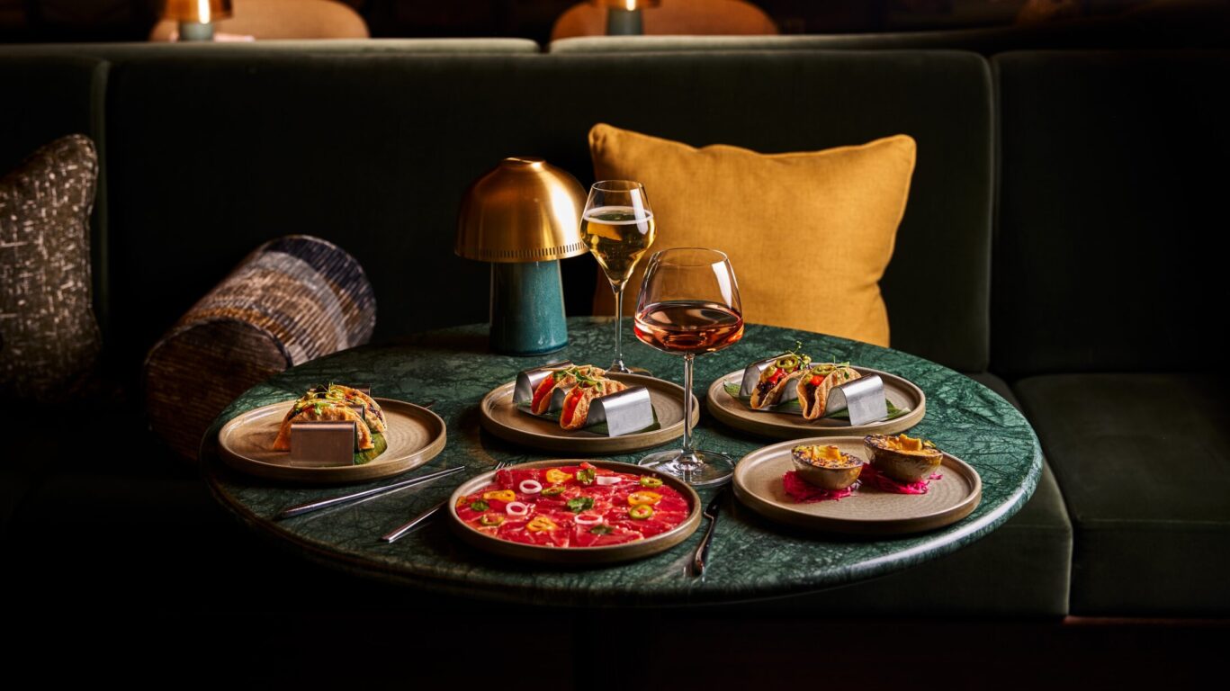 Tuna Pizza and tacos at Lilli by Akira Back