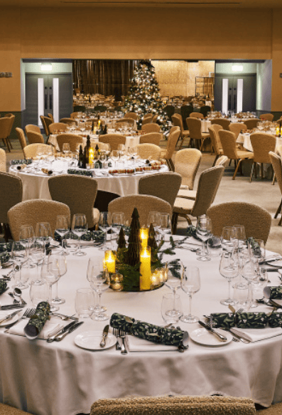 Christmas dinner set up in the Grand Ballroom at Montcalm Mayfair
