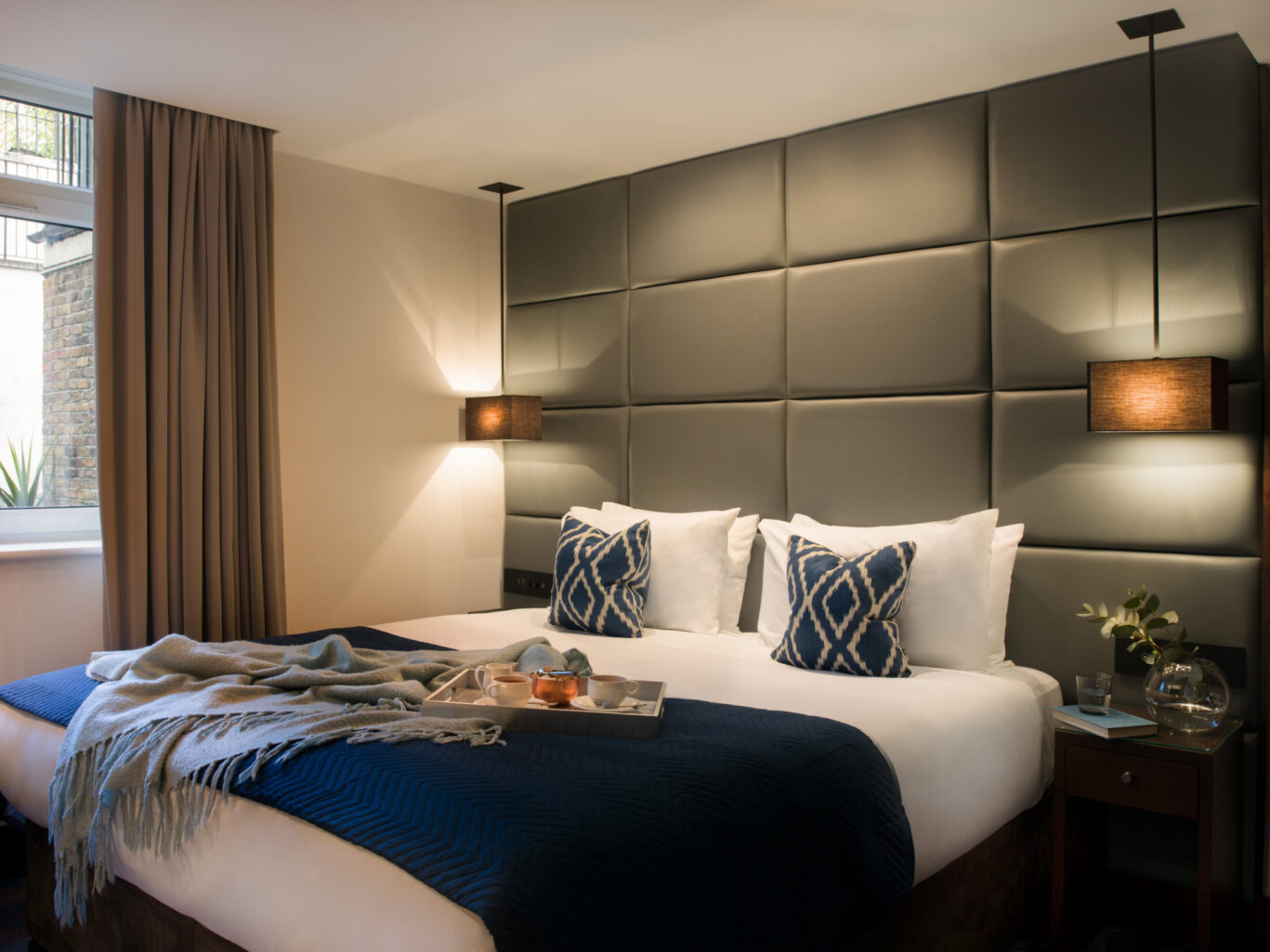 Montcalm Chilworth Townhouse hotel bedroom, London W2 — boutique five-star room 3 minutes from Paddington Station, warm natural light